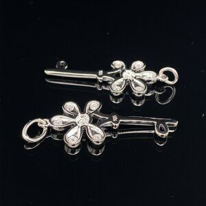 Designer Sterling Silver & Crystal Flower‎ Key Pendant Charms! 157